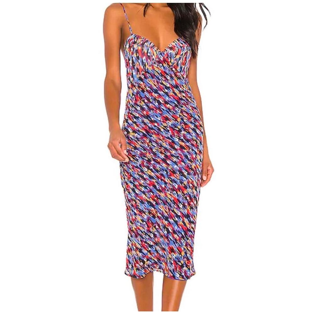 House of Harlow 1960 Gemma Multicolor Ikat Abstract Maxi Dress Size M